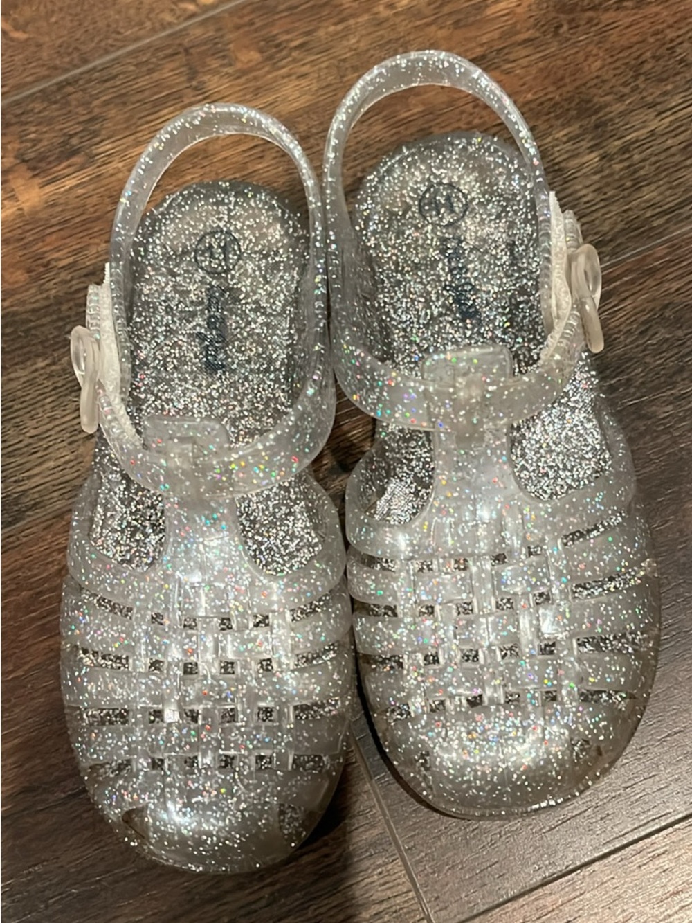 Old Navy Kids' Clear Glitter Jelly Sandals - Silver Sparkle